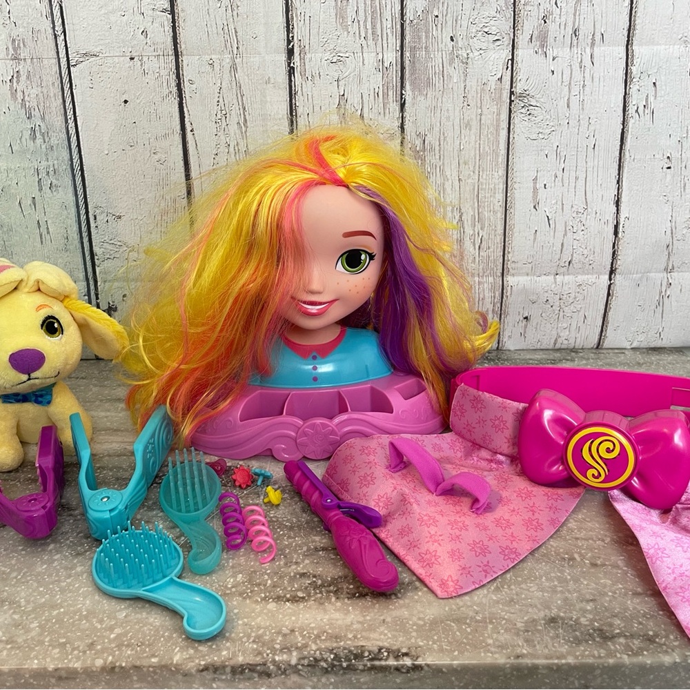 Sunny Day Toy Bundle hair styling head and tool belt and stuffed dog